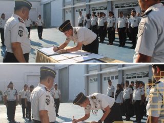 Teguhkan Pembangunan Zona Integritas, Lapas Narkotika Rumbai Laksanakan Apel Penandatanganan Komitmen Bersama